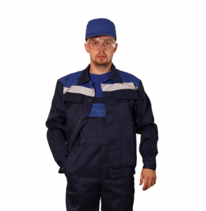 Куртка рабочая темно-синяя с васильковой кокеткой ИТР с СОП