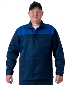 Куртка рабочая темно-синяя с васильковой кокеткой (тк. гретта)