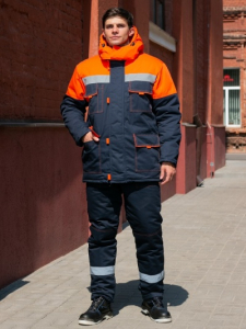 Костюм рабочий зимний куртка+брюки Интер Оранж (тк.смесовая,синтепон)