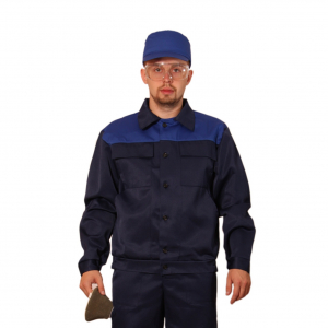 Куртка рабочая темно-синяя с васильковой кокеткой ИТР  (РАСПРОДАЖА ОСТАТКОВ!!)