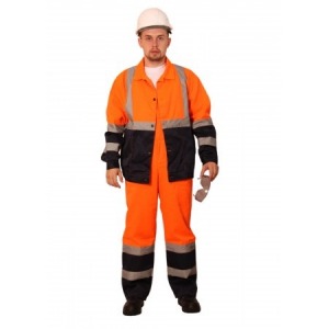 Костюм сигнальный мужской специальный (куртка+полукомбинезон). Мод. 15003